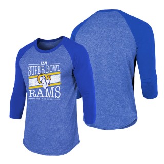 Los Angeles Rams Royal Super Bowl LVI Bound Prime Time Tri-Blend 3-4-Sleeve Raglan T-Shirt