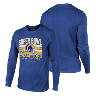 Los Angeles Rams Royal Super Bowl LVI Champions Tri-Blend Long Sleeve T-Shirt