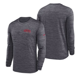 Men's San Francisco 49ers Charcoal Velocity Athletic Stack Performance Long Sleeve T-Shirt