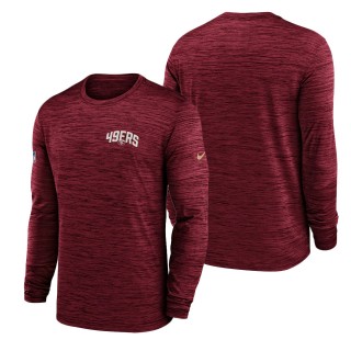 Men's San Francisco 49ers Scarlet Velocity Athletic Stack Performance Long Sleeve T-Shirt