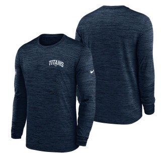 Men's Tennessee Titans Navy Velocity Athletic Stack Performance Long Sleeve T-Shirt