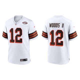 Men's Browns Michael Woods II White 1946 Collection Game Jersey