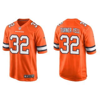 Men's Broncos Delarrin Turner-Yell Orange Alternate Game Jersey