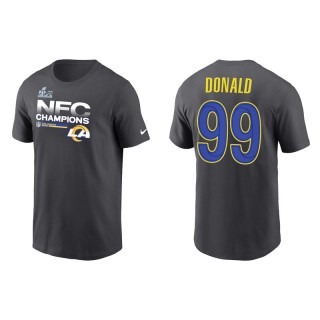 Aaron Donald Rams 2021 NFC Champions Locker Room Trophy Men's Anthracite T-Shirt