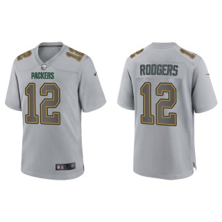 Men's Aaron Rodgers Green Bay Packers Gray Atmosphere Fashion Game Jersey