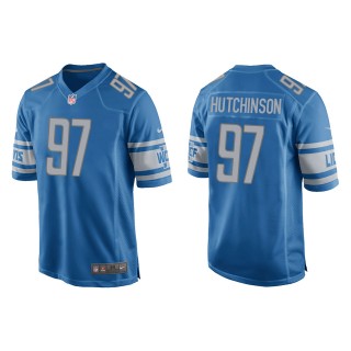 Men's Lions Aidan Hutchinson Blue 2022 NFL Draft Game Jersey