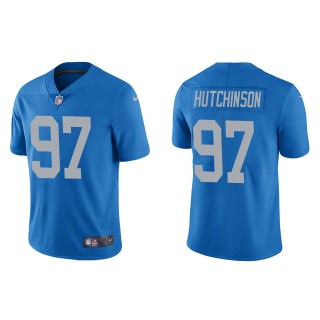 Men's Lions Aidan Hutchinson Blue 2022 NFL Draft Vapor Limited Jersey