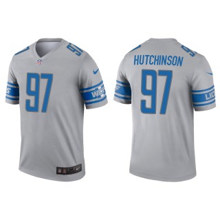 Men's Lions Aidan Hutchinson Gray 2022 NFL Draft Inverted Legend Jersey