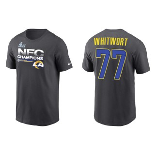 Andrew Whitworth Rams 2021 NFC Champions Locker Room Trophy Men's Anthracite T-Shirt