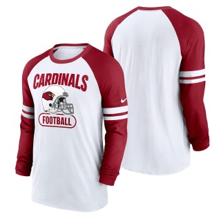 Men's Arizona Cardinals Nike White Cardinal Throwback Raglan Long Sleeve T-Shirt