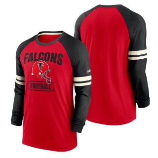 Men's Atlanta Falcons Nike Red Black Throwback Raglan Long Sleeve T-Shirt
