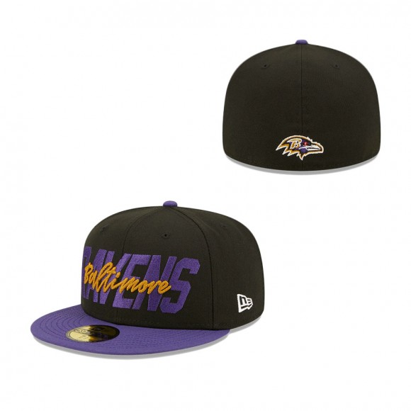 Baltimore Ravens Black Purple 2022 NFL Draft On Stage 59FIFTY Fitted Hat