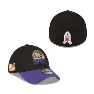 Men's Baltimore Ravens Black Purple 2022 Salute To Service 39THIRTY Flex Hat