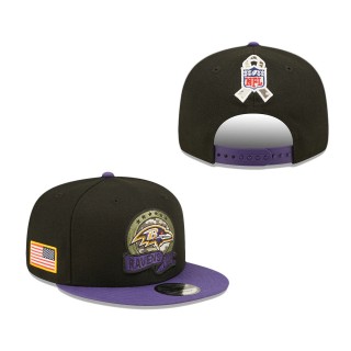 Men's Baltimore Ravens Black Purple 2022 Salute To Service 9FIFTY Snapback Hat