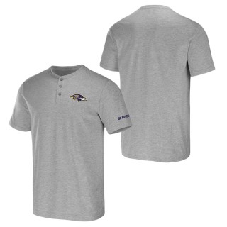 Men's Baltimore Ravens NFL x Darius Rucker Collection by Fanatics Heather Gray Henley T-Shirt