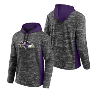 Men's Baltimore Ravens Fanatics Branded Heathered Charcoal Purple Instant Replay Pullover Hoodie