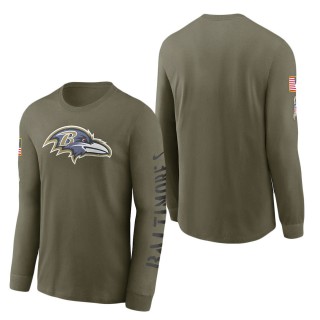 Men's Baltimore Ravens Olive 2022 Salute To Service Long Sleeve T-Shirt