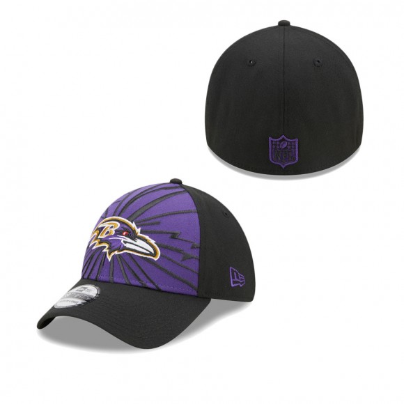 Men's Baltimore Ravens Purple Black Shattered 39THIRTY Flex Hat