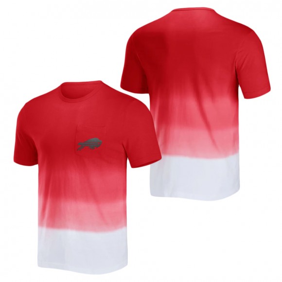 Men's Buffalo Bills NFL x Darius Rucker Collection by Fanatics Red White Dip Dye Pocket T-Shirt