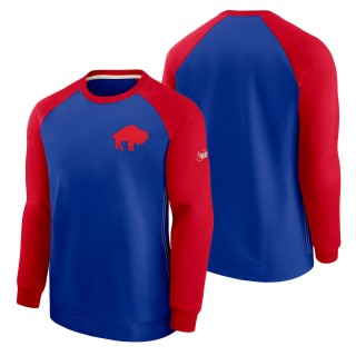 Men's Buffalo Bills Nike Royal Red Historic Raglan Crew Performance Sweater