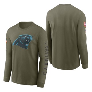 Men's Carolina Panthers Olive 2022 Salute To Service Long Sleeve T-Shirt