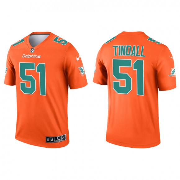 Men's Dolphins Channing Tindall Orange 2022 NFL Draft Inverted Legend Jersey
