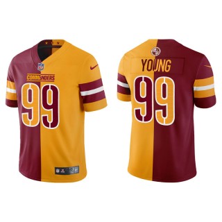 Chase Young Commanders Split  Men's Burgundy Gold Jersey