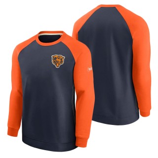 Men's Chicago Bears Nike Navy Orange Historic Raglan Crew Performance Sweater