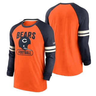 Men's Chicago Bears Nike Orange Navy Throwback Raglan Long Sleeve T-Shirt