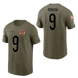Men's Cincinnati Bengals Joe Burrow Olive 2022 Salute To Service Name & Number T-Shirt