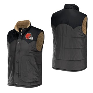 Men's Cleveland Browns NFL x Darius Rucker Collection by Fanatics Charcoal Two-Tone Sherpa Button-Up Vest