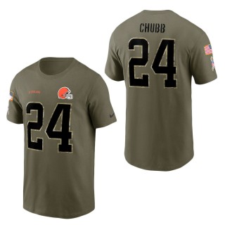 Men's Cleveland Browns Nick Chubb Olive 2022 Salute To Service Name & Number T-Shirt