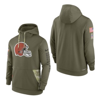 Men's Cleveland Browns Olive 2022 Salute to Service Therma Performance Pullover Hoodie