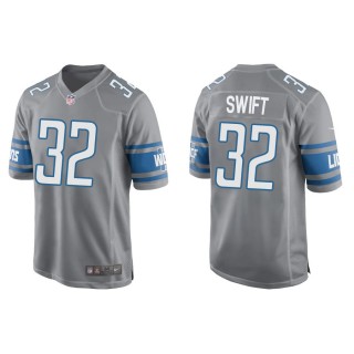 Men's Lions D'Andre Swift Silver Game Jersey