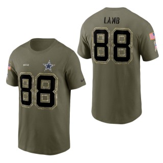 Men's Dallas Cowboys CeeDee Lamb Olive 2022 Salute To Service Name & Number T-Shirt