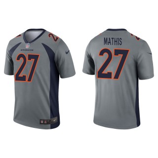Men's Broncos Damarri Mathis Gray 2022 NFL Draft Inverted Legend Jersey