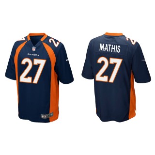 Men's Broncos Damarri Mathis Navy 2022 NFL Draft Game Jersey