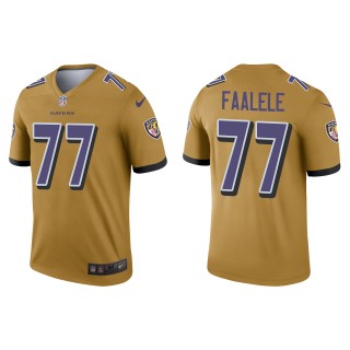 Men's Ravens Daniel Faalele Gold Inverted Legend Jersey
