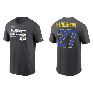 Darrell Henderson Rams 2021 NFC Champions Locker Room Trophy Men's Anthracite T-Shirt