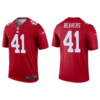 Men's Giants Darrian Beavers Red 2022 NFL Draft Inverted Legend Jersey
