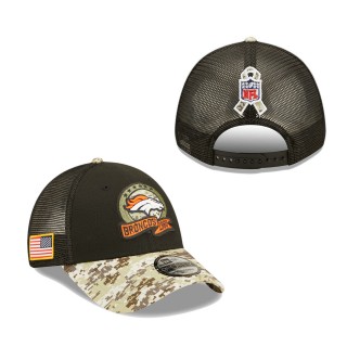 Men's Denver Broncos Black 2022 Salute To Service 9FORTY Snapback Trucker Hat