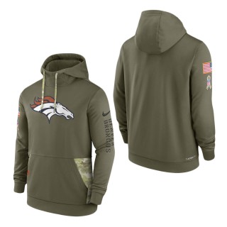 Men's Denver Broncos Olive 2022 Salute to Service Therma Performance Pullover Hoodie