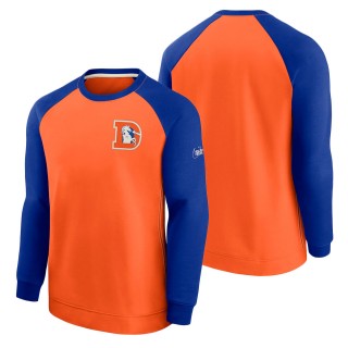Men's Denver Broncos Nike Orange Royal Historic Raglan Crew Performance Sweater