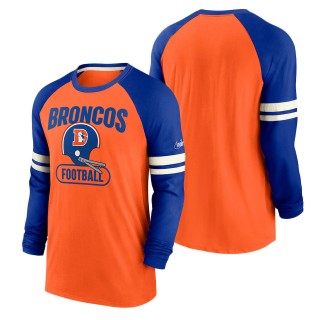 Men's Denver Broncos Nike Orange Royal Throwback Raglan Long Sleeve T-Shirt