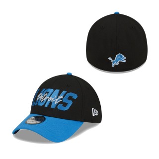 Detroit Lions Black Blue 2022 NFL Draft 39THIRTY Flex Hat