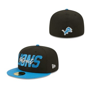 Detroit Lions Black Blue 2022 NFL Draft On Stage 59FIFTY Fitted Hat