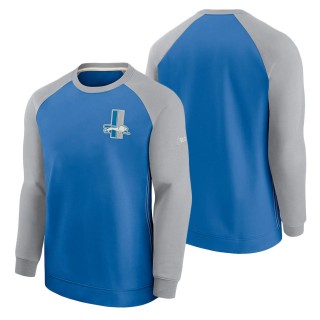 Men's Detroit Lions Nike Blue Silver Historic Raglan Crew Performance Sweater