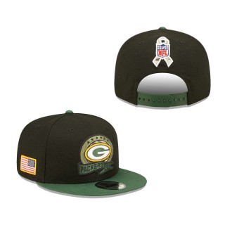 Men's Green Bay Packers Black Green 2022 Salute To Service 9FIFTY Snapback Hat