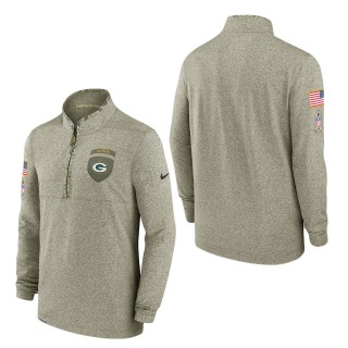 Men's Green Bay Packers Olive 2022 Salute to Service Shield Quarter-Zip Top