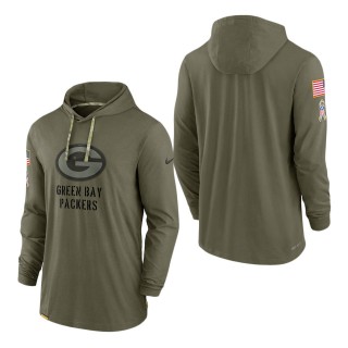 Men's Green Bay Packers Olive 2022 Salute to Service Tonal Pullover Hoodie
